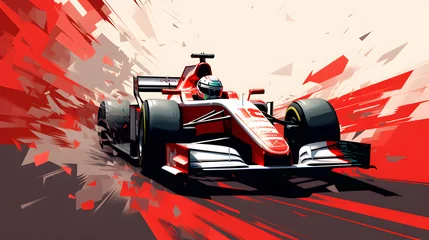 Schilderijen op glas Formula one race car in action © Trendy Graphics