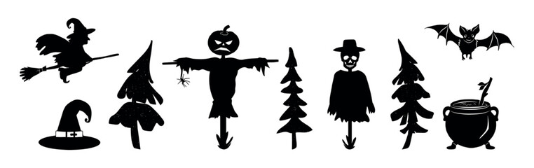 halloween set vector silhouette
