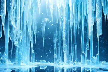 Fototapeta na wymiar icicles on a blue background