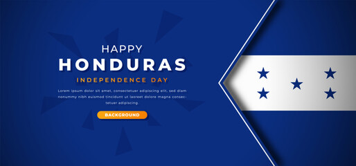 Happy Honduras Independence Day Design Paper Cut Shapes Background Illustration for Poster, Banner, Advertising, Greeting Card