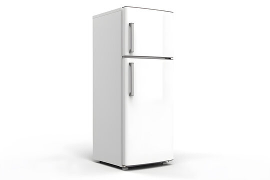 White Refrigerator Isolated On A White Background