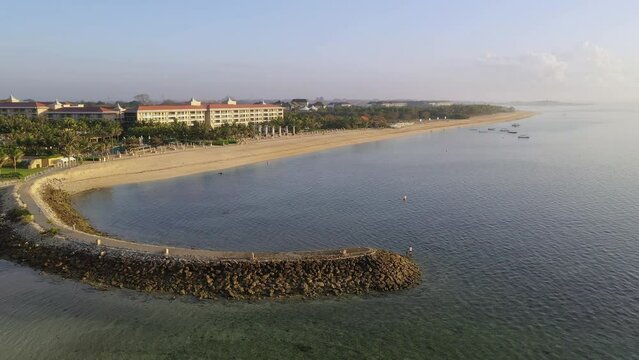 Aerial view on Nusa Dua beach Bali Geger beach Bali Indonesia 4K Aerial view 