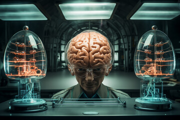 Human  brain concept. Futuristic brain. Science laboratory.