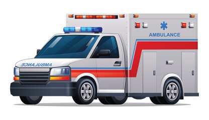 Ambulance emergency car vector illustration. Medical vehicle isolated on white background © YG Studio
