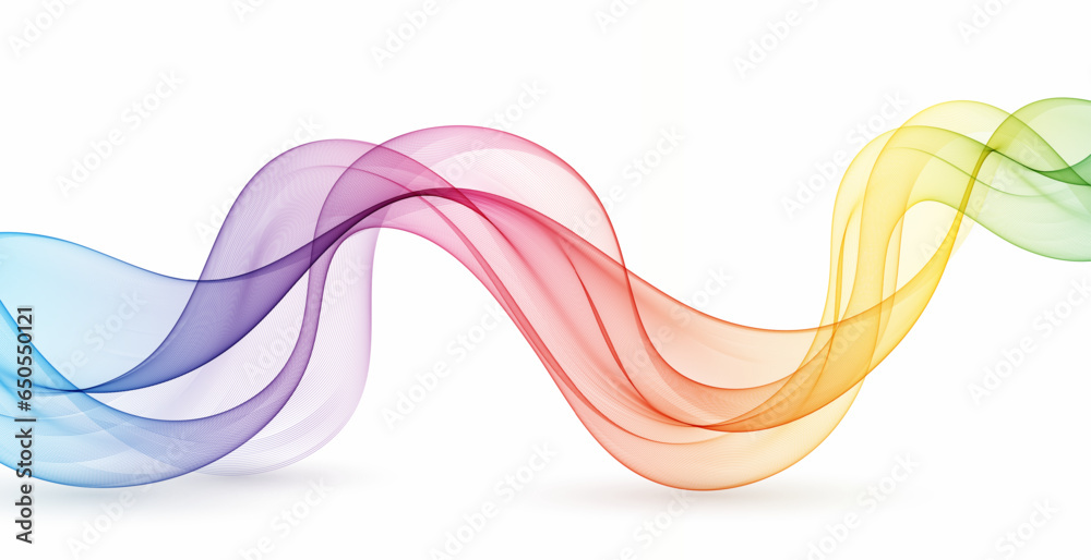 Poster colorful smooth wave lines rainbow color on a white background. design element.