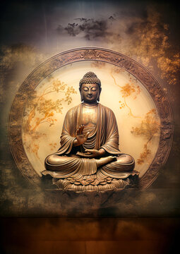 buddha statue in lotus position. buddha day poster
