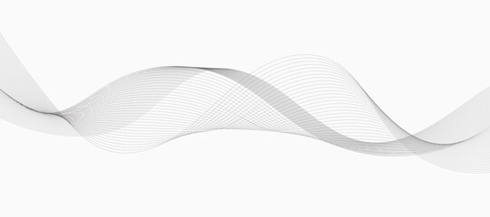 Abstract wave element for design. Digital frequency track equalizer. Stylized line art background. Vector illustration. Wave with lines created using blend tool. Curved wavy line, smooth stripe.