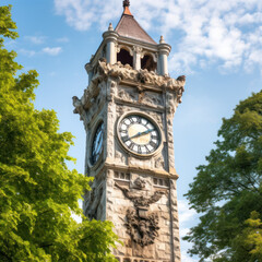  A clock tower with roman numerals 
 - obrazy, fototapety, plakaty