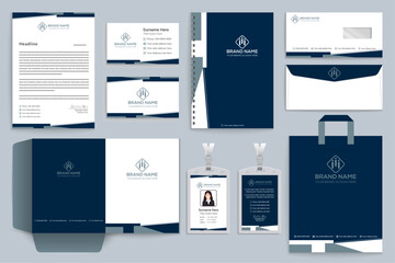 Flat design real estate stationery design ready to print
