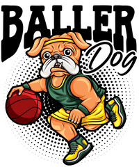 Baller Dog Sports Athlete Bulldog Muscular Dog Basketball