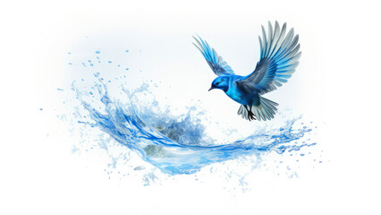 Baptism, the Holy Spirit. Dove with open wings and splashes of water on white background.  - obrazy, fototapety, plakaty