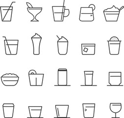 Cocktails, drinks glasses vector icons set, icon vector illustration