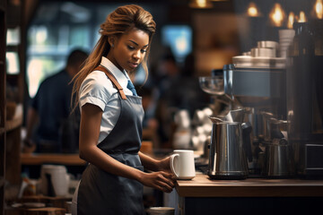 woman working in coffee shop