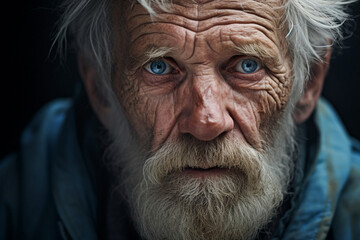 Face mature senior old adult male person beard sad age portrait