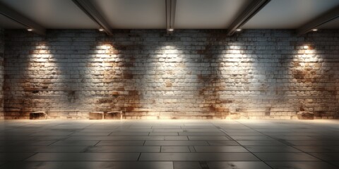 Mur de briques blanc avec éclairage, maquette