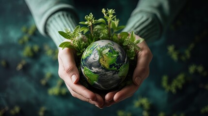 Hand holding crystal earth, Environment friendly, Saving the planet from pollution, Climate change, Global warming, Eco-friendly, Save the world, Earth day
 - obrazy, fototapety, plakaty