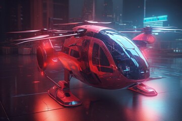 Naklejka premium Future helicopter photo shot. Generate Ai