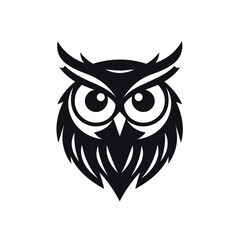 Ai consulting monochrome glyph logo. Technical support. Data science. Owl symbol. Design element. Created with artificial intelligence. Ai art for corporate branding, virtual assistant, chatbot app