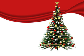 PNG, trasparente. Natale. Abete decorato con spazio per testo. Albero di Natale.