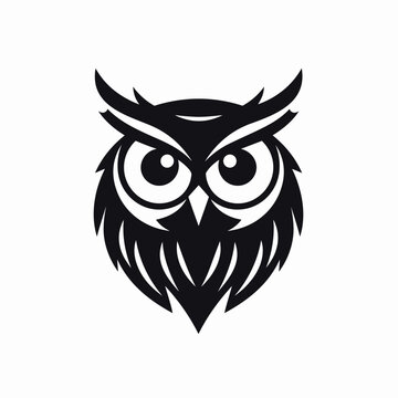 Ai consulting monochrome glyph logo. Technical support. Data science. Owl symbol. Design element. Created with artificial intelligence. Ai art for corporate branding, virtual assistant, chatbot app