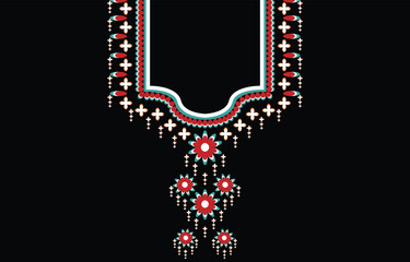 A beautiful embroidery neckline design, Simple line artwork illustration - 650559131