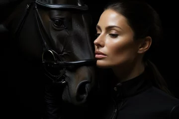 Fotobehang Equestrian in Jockey Suit with Trusty Horse © Ezio Gutzemberg