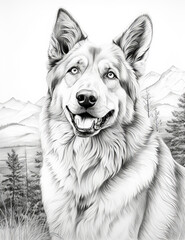 Dog Illustration Sketchy Look 