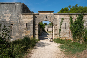 Abandoned Fort San Benedetto buiilt bay Austro-Hungarian navy 1903 . Barbariga Defensive Group . Istria . Croatia . Europe