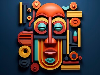 3d abstract African style bright colors composition
