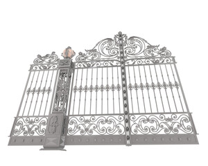 Iron gates isolated on transparent background. 3d rendering - illustration