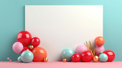 Obraz premium 3d minimalistic Birthday celebration composition with blank space for text