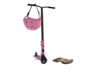 Kick scooter isolated on transparent background. 3d rendering - illustration