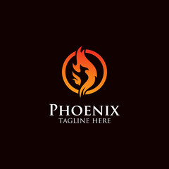 Modern and simple Negative space phoenix logo 
