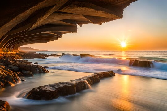 Caves beach with clear suse