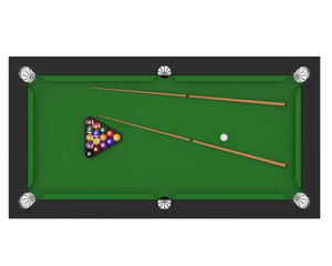 Pool table isolated on transparent background. 3d rendering - illustration