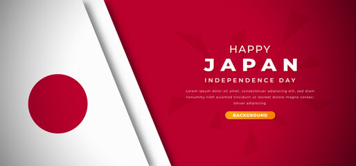 Happy Japan Independence Day Design Paper Cut Shapes Background Illustration for Poster, Banner, Advertising, Greeting Card