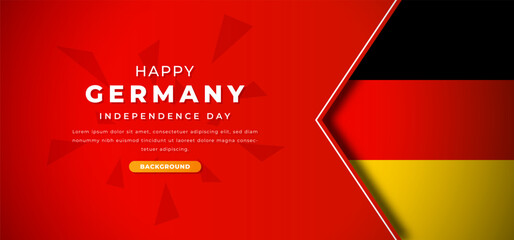 Happy Germany Independence Day Design Paper Cut Shapes Background Illustration for Poster, Banner, Advertising, Greeting Card
