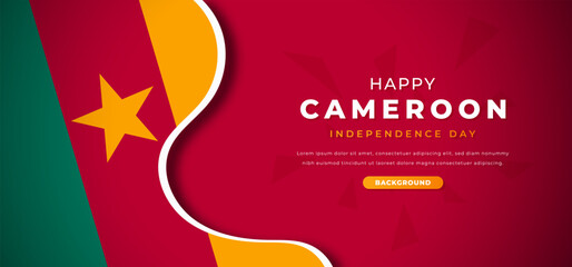 Fototapeta premium Happy Cameroon Independence Day Design Paper Cut Shapes Background Illustration for Poster, Banner, Advertising, Greeting Card