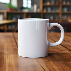 blank white coffee mug on a table