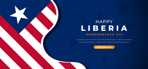 Happy Liberia Independence Day Design Paper Cut Shapes Background Illustration for Poster, Banner, Advertising, Greeting Card