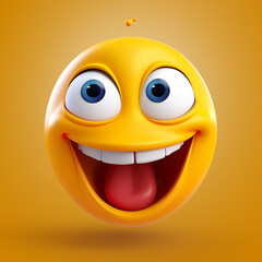 Realistic 3d emoji with a Beaming Face 