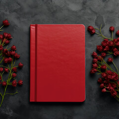 red rose and book on a wooden background