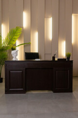 Office area with 3D lighting on the wall