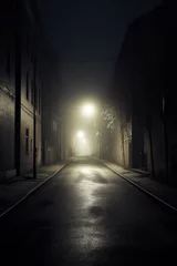 Selbstklebende Fototapete Enge Gasse Dark, foogy street in the night