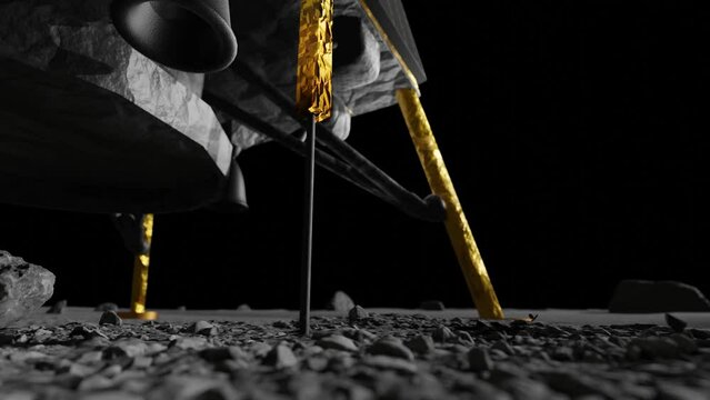 3D animation showing the Chandrayaan space problem drilling into the Moon