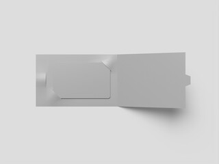 Flat Lay White Blank Gift Card Holder 3D Render Mockup
