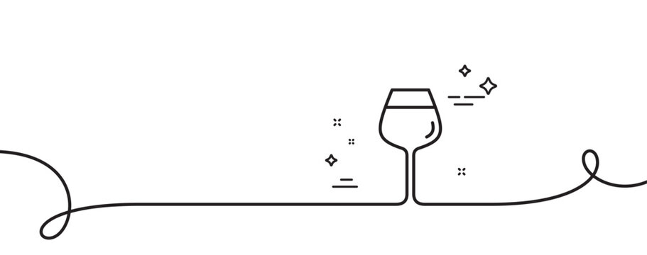 recommend clip art: Wine glass line icon. Continuous one line with curl. Bordeaux glass sign. Bordeaux glass single outline ribbon. Loop curve pattern. Vector