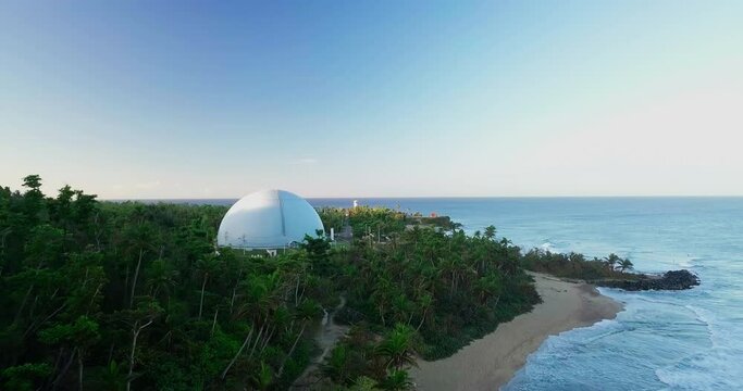 Caribbean Island Beach & Surf, Jungle, Puerto Rico, Domes Beach, 4K Drone Aerial