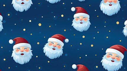 Santa claus Seamless Texture. Funny full vector illustration on blue background