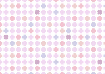かわいい十字タイルが並んだカラフルなシームレスパターン背景_パターン1_ピンク色